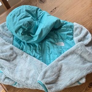 The North Face Teal and Gray Hooded Jacket